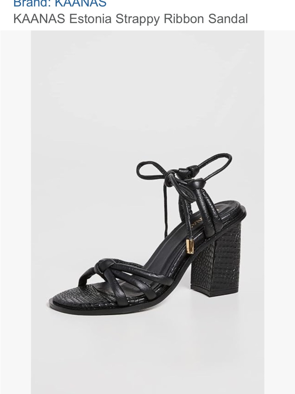 Kaanas Black Strappy Braided Block Heel Sandal